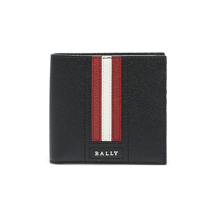 Bally Классический Короткий Красно-Белый Полосатый Кожаный Кошелек Мужской Кошелек Черный 6224898