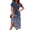 Women's Casual Cute Pattern Print Round Neck Midi Dress Basic Classic Outdoor Everyday Short Sleeve Loose Dress