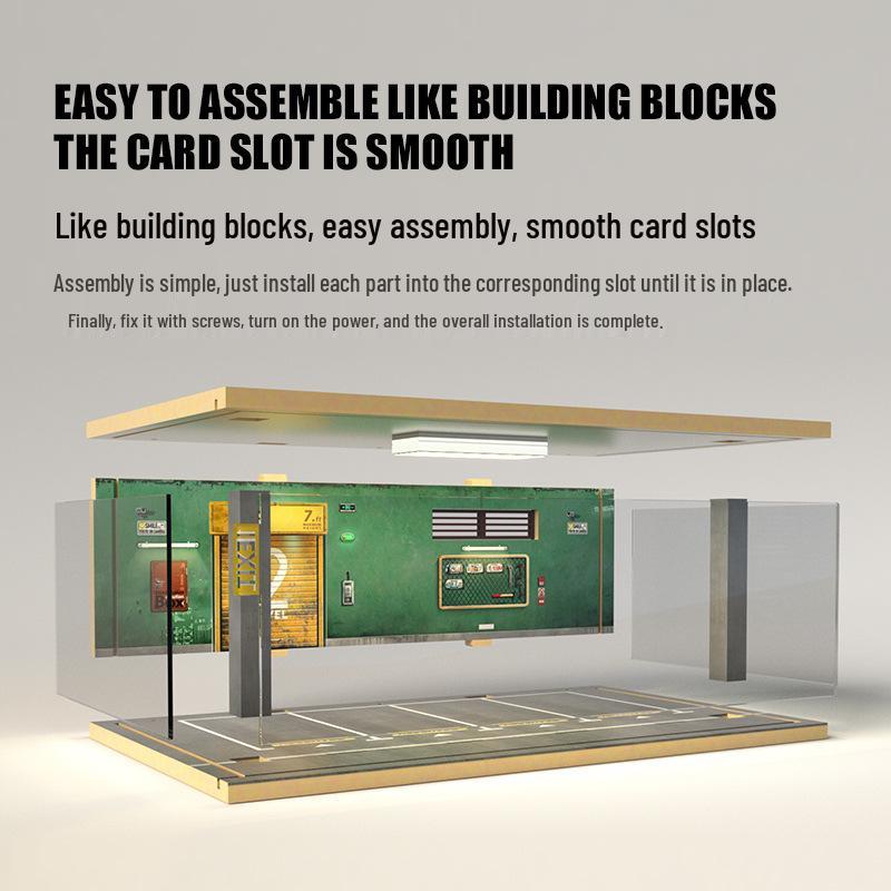 Деревянный гараж для моделей автомобилей с подсветкой - Трансграничная симуляция Пылезащитный чехол 1:32 Сценические украшения.