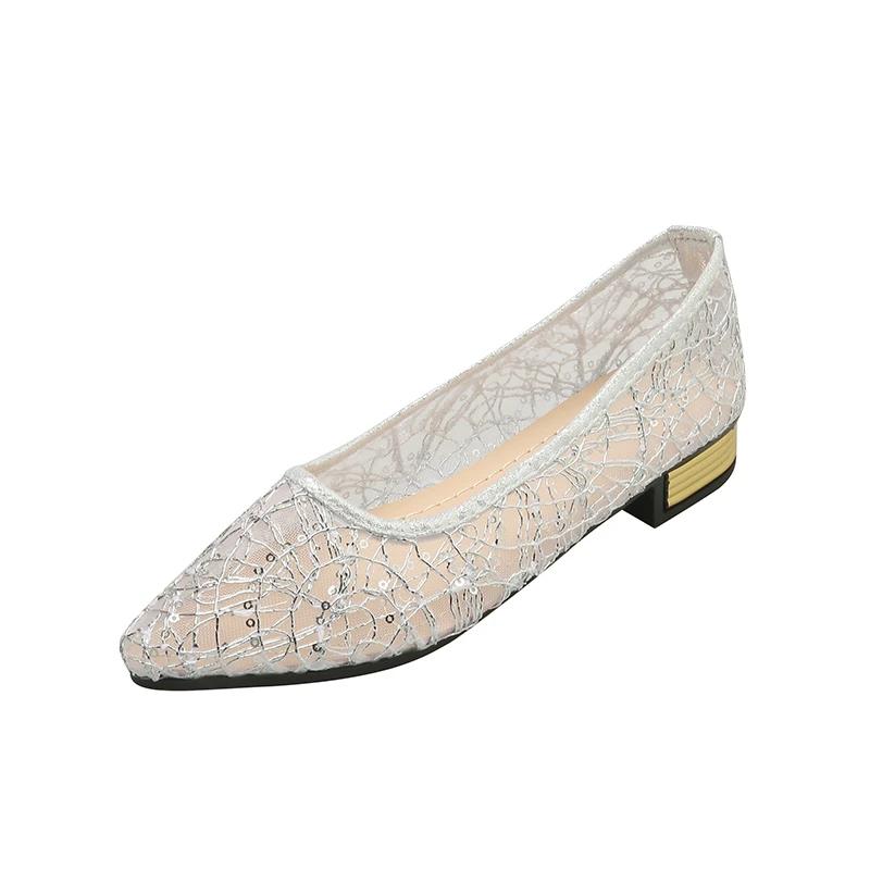 Модная женская обувь 2024 года, высококачественные женские туфли на плоской подошве без застежек, модные повседневные туфли на плоской подошве с блестящим носком, сексуальные сетчатые туфли на плоской подошве с острым носком и низким каблуком