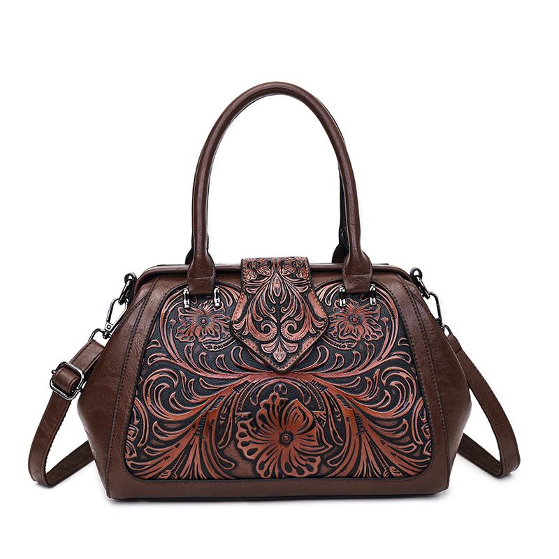 High Quality Vintage 3D Embossed PU Leather Women Shoulder Crossbody Bags Large Capacity Female Handbags Luxury Women's Tote Bag