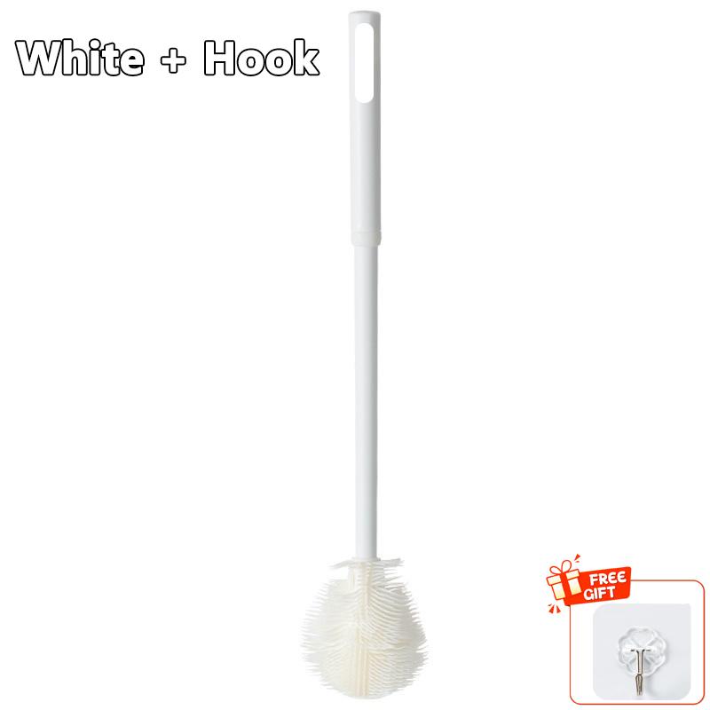 New Silicone Cup Brush Folding Brush Head Long Handle Cup Scrubber White Kitchen Multifunctional Cleaning Tools Wineglass Bottle