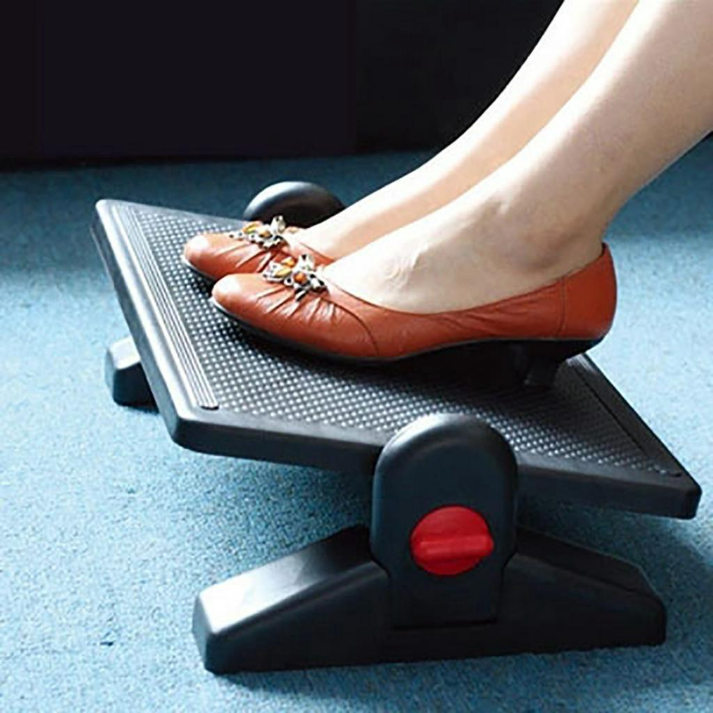 Черная эргономичная подставка для ног с регулируемым углом наклона и высотой, офисная подставка для ног, табурет для поддержки под столом, 2 уровня регулировки высоты, 16,3x11,8"