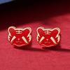 Sweet Temperament Red Festive Little Tiger Earrings Girls' Personality Fashionable Earrings