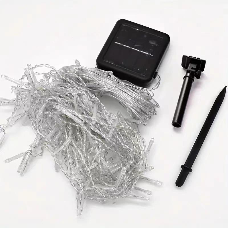 Outdoor Solar Icicle Curtain Lights - Flashing Starry String for Christmas & Wedding Decor