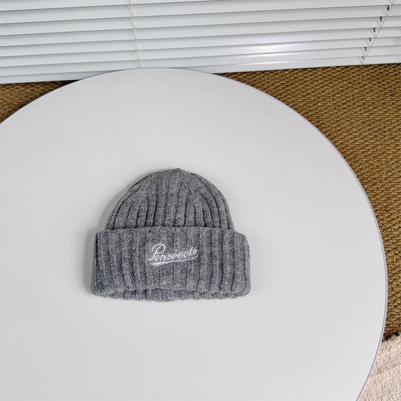 Новая детская шерстяная вязаная шапка в корейском стиле, простая шерстяная шапка с вышивкой английскими буквами для мальчиков и девочек, шапка-баотоу с защитой ушей