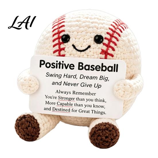 Cute Knitted Ornament for Athletes Positive Sports Ball Plush Emotional Support Doll