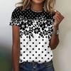 Женские футболки с круглым вырезом, повседневный пуловер с цветочным принтом в горошек, свободные футболки больших размеров с короткими рукавами, женская модная одежда, летняя