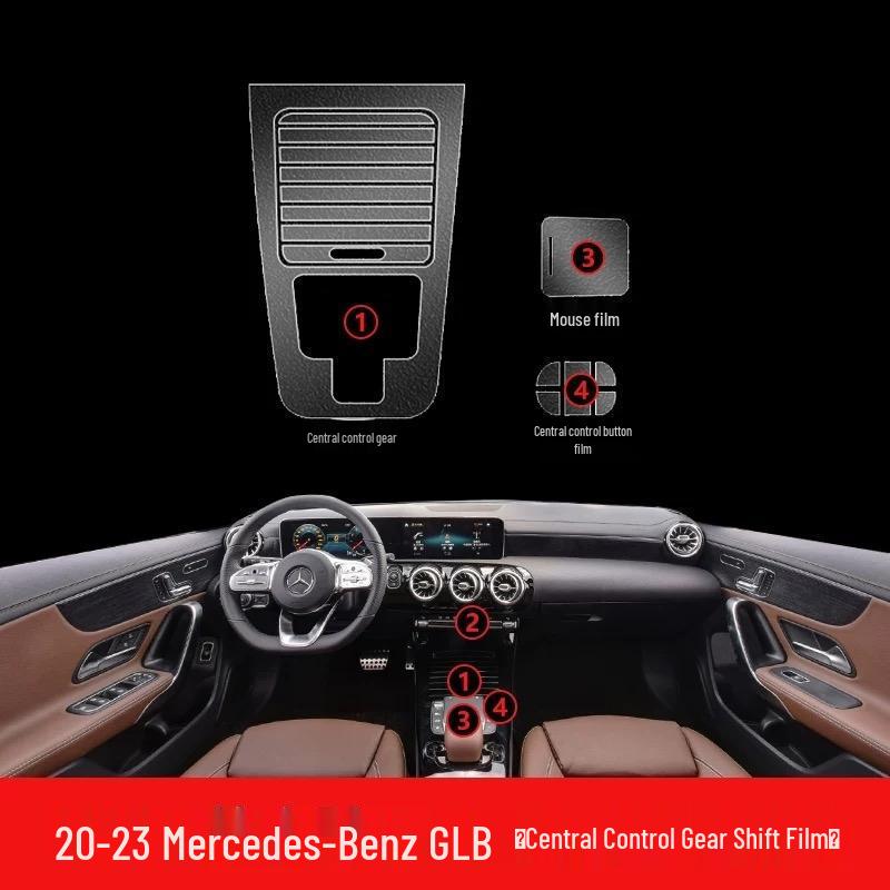 Защитная пленка TPU для экрана навигации и центральной консоли Mercedes-Benz GLA/GLB (25 моделей)