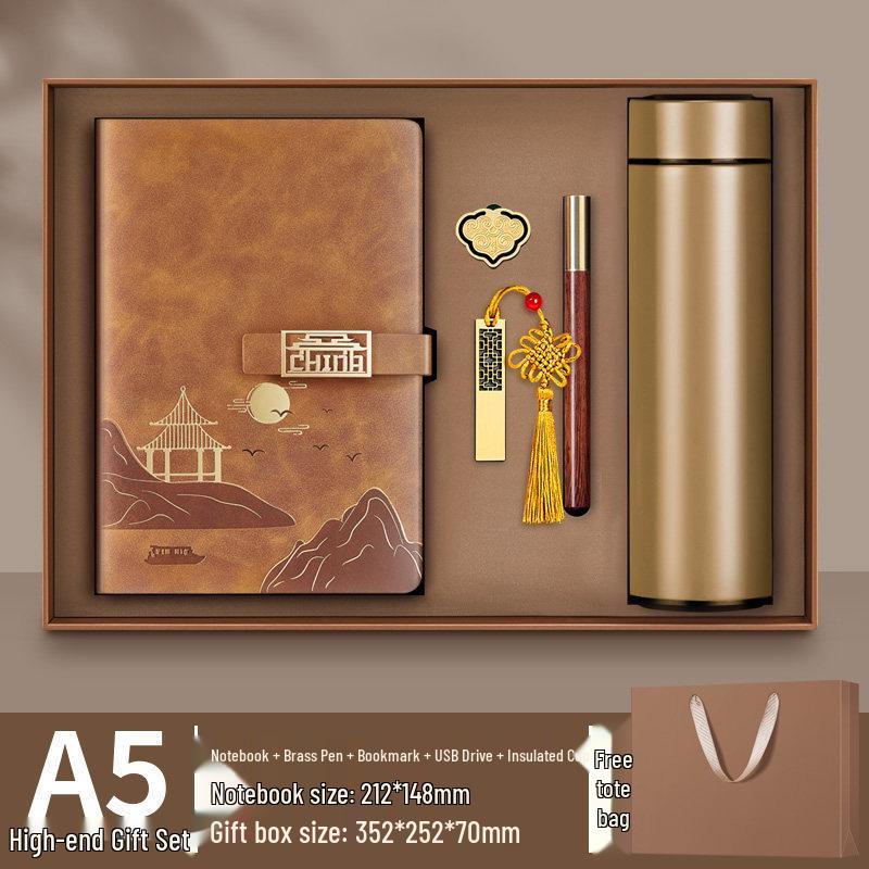 Forbidden City Cultural Notebook & Thermos Gift Set with Custom Logo Pen