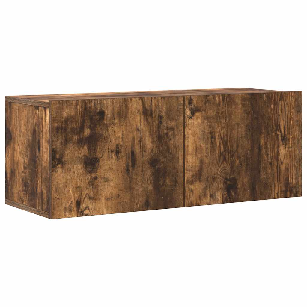 4 piece TV cabinet set smoked oak effect particleboard