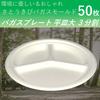 Disposable Bagasse Plates, Eco-Friendly and Durable, Flat Plates with 3 Large Dividers, 50 Plates, Perfect for BBQs and Parties, Can be Discarded with