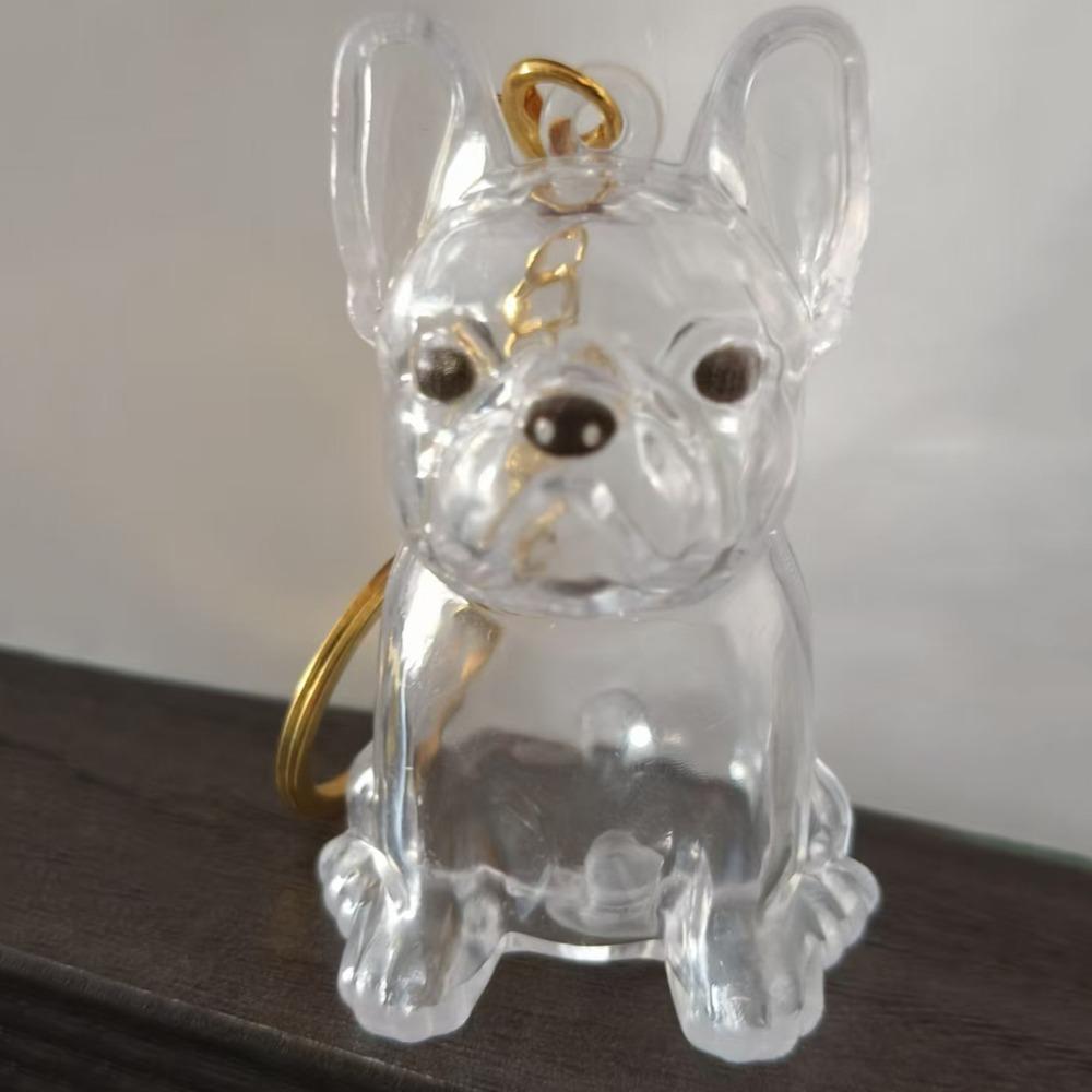 Transparent Pet Hair Keychain Dog Shape Puppy Pendants Cartoon Dog Hair Storage Box  Jewelry Gift