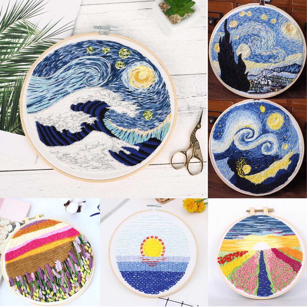 Thread Ornament DIY Crafts Handmade Cross Stitch Kit Flower Embroidery Embroidery Hoop Needle Punch