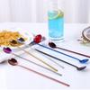 Multicolor Long Handle Stainless Steel Stir Spoon Coffee Scoop Tableware Ice Cream Spoons