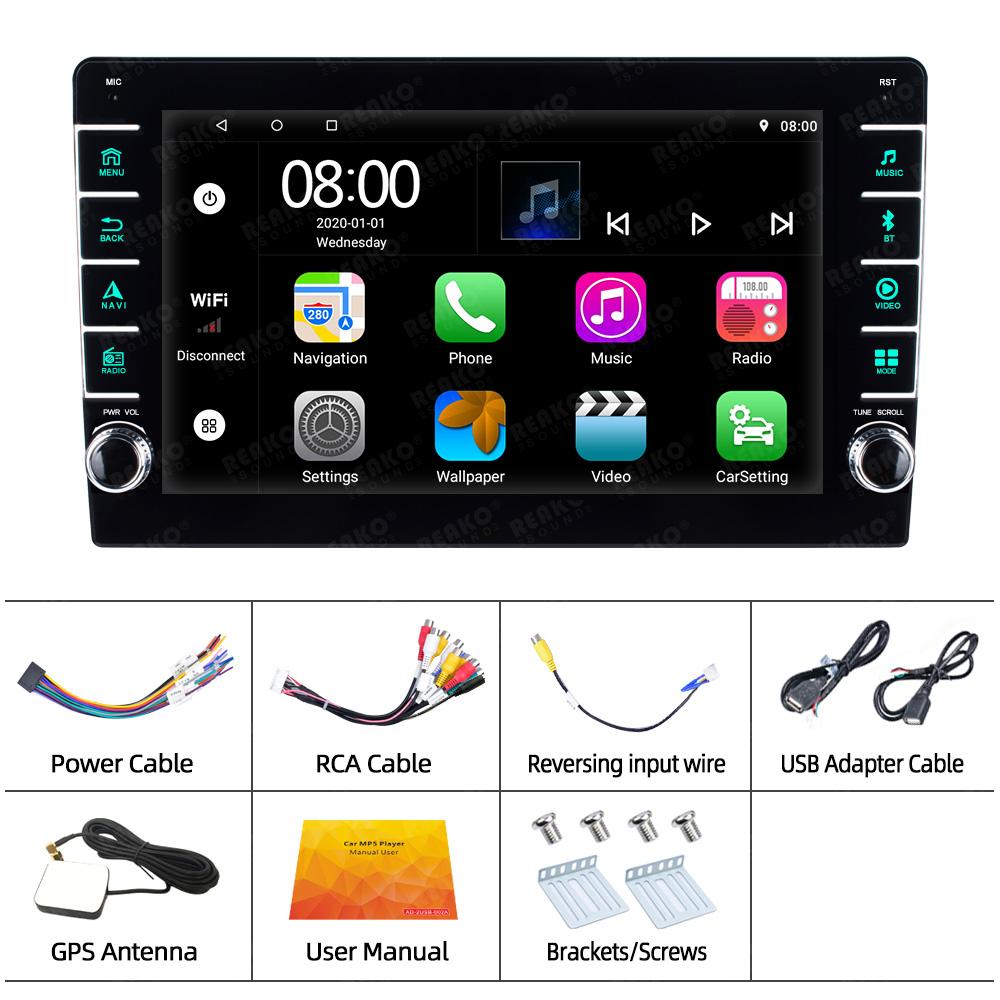 Reakosound 8 Inch Car Radio 1 Din Wireless CarPlay Android Auto Car Multimedia Player Bluetooth Video MP5 Player 8" Touch Screen Wifi HD Video FM