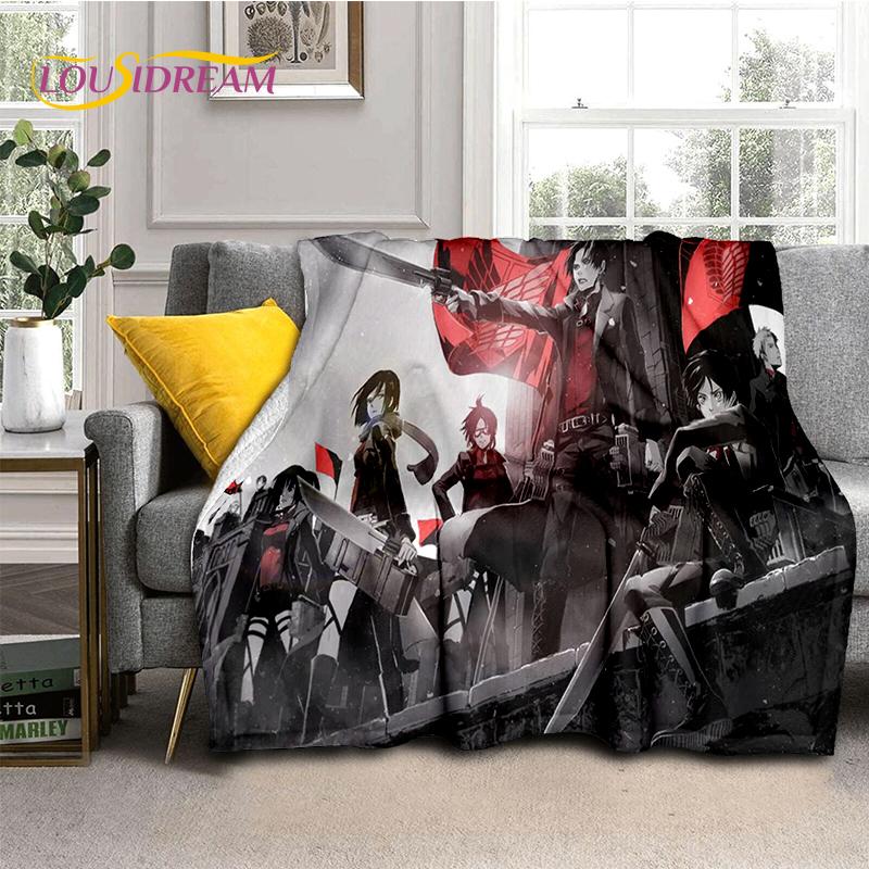 2025 Attack On Titan Eren Anime Cartoon Soft Blankets,Throw Blanket Comfortable Blanket for Picnic Beds Sofa Home Kids Gifts