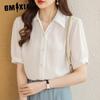 Женская шифоновая рубашка, летние топы для поездок на работу, свободная ленивая блузка с коротким рукавом