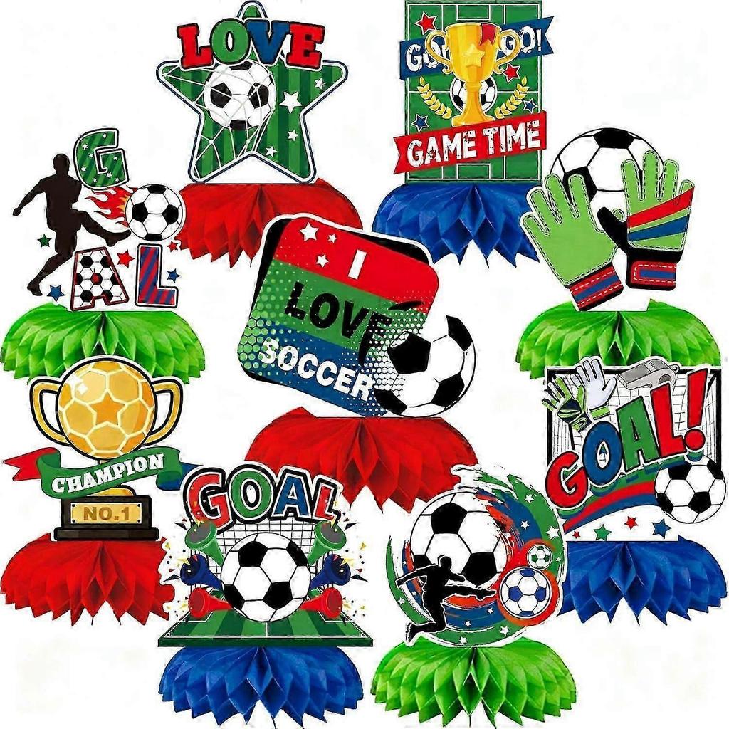 9pcs World Cup Soccer Decorations for Party 2026 Honeycomb Centerpieces Soccer Themed Table Decorations Sports Theme Birthday Supplies Merchandise Foo
