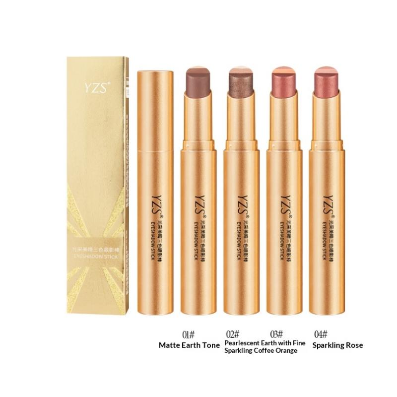 Three Color Eye Shadow Stick Gradient Delicate Shiny Waterproof Glitter Eye Shadow Waterproof Long-Lasting Eye Cosmetics