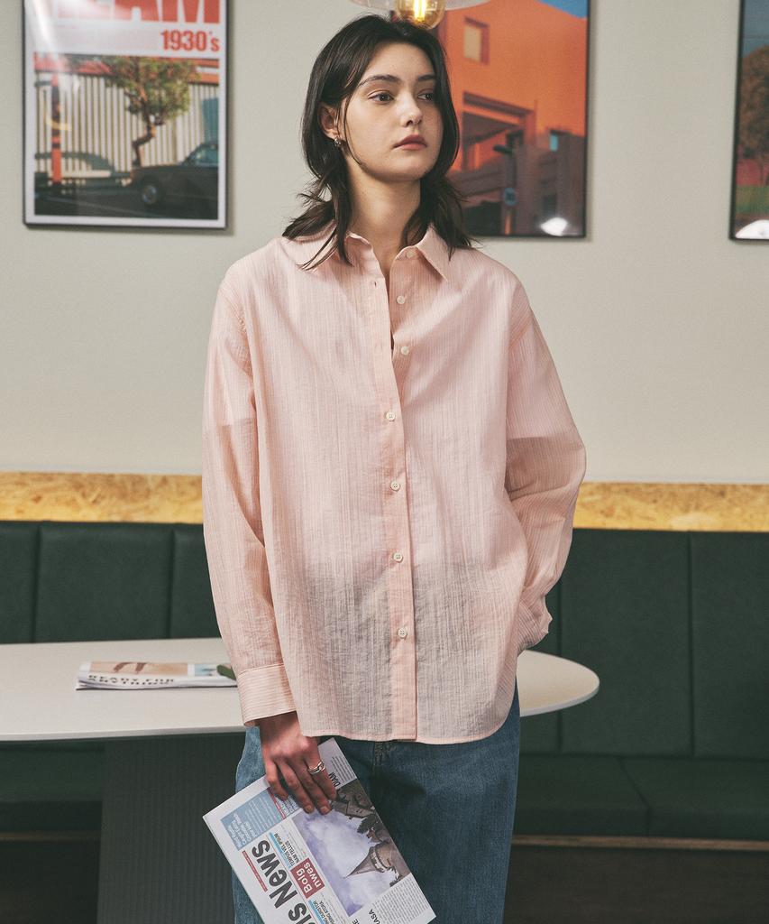 ROIROI Striped Sheer Shirt - Pink