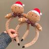 Gingerbread Man Cartoon Christmas Plush Headband for Women: Cute Hair Accessory for Face Washing, New 2024