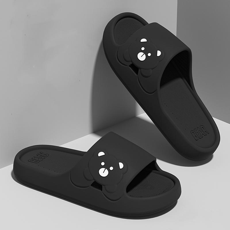 Милый медведь толстая платформа Eva тапочки женские мягкая подошва домашние тапочки для ванной женские облачные слайдеры нескользящие домашние тапочки