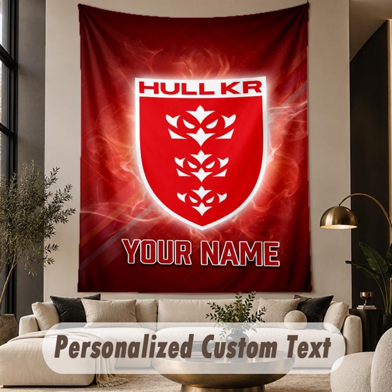 Custom Text Tapestry Hull KR Print Wall Tapestry Indoor Living Room Wall Decor