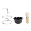 Shaving Brush Set Grooming Kit Synthetic Hair Stainless Steel Stand Shaving Brush Bowl Stand Set