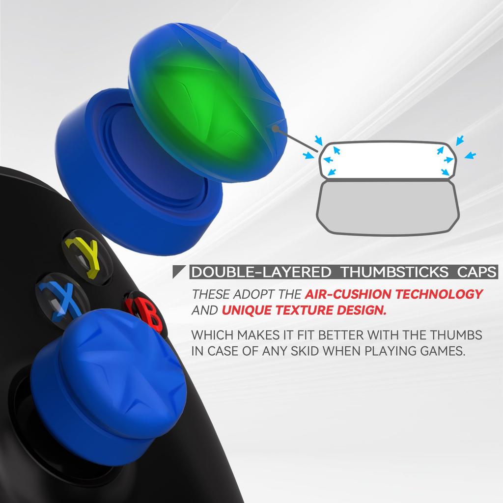 PlayVital Thumb Cushion Cap Cover Thumb Grip for PS5 PS4 Thumbstick Grip Cover for Xbox Core Xbox One Elite Series 2 Wireless Thumb Grip Cap for