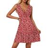 Women's Dress V-neck Sleeveless Casual Floral Print Hem Pleated Dress