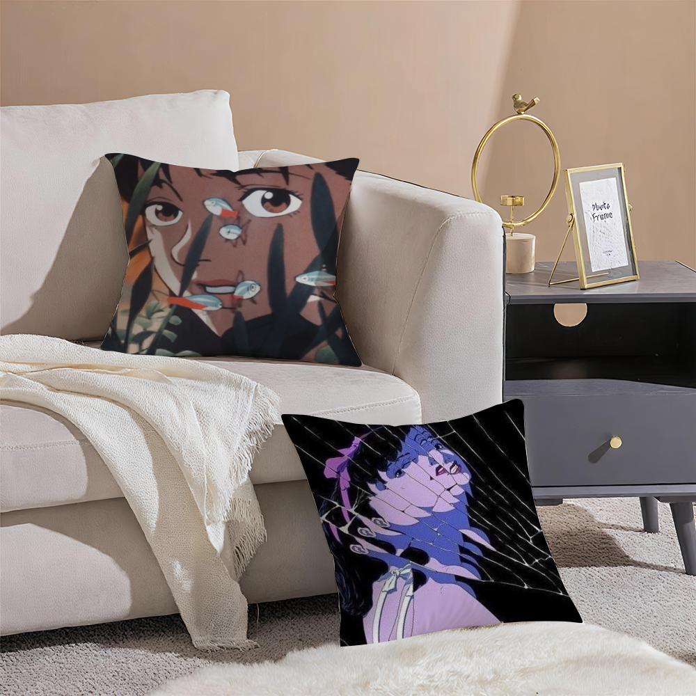 Anime Kon Satoshi PPerfect BBlue Cushion Cover Throw Pillow Cover Hidden Button Durable Polyester Chair Cushion