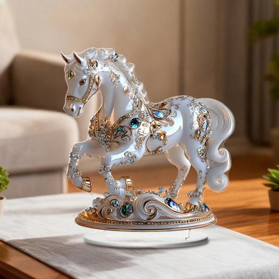 Acrylic Horse Ornament 2D Flat Horse Tabletop Decoration Collectible Colorful Horse Centerpiece for Year of The Horse New Year Living Room Decor
