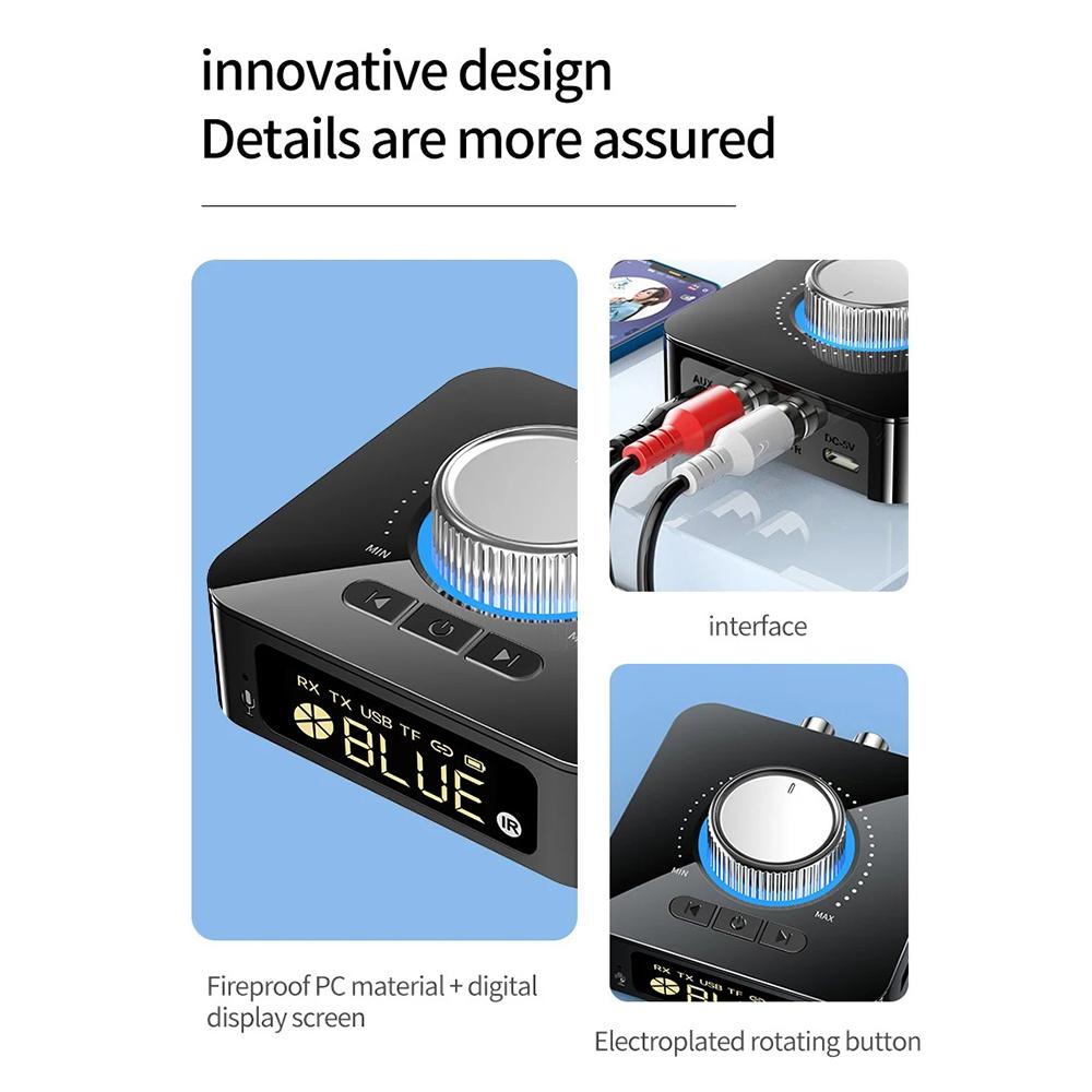 M5 Светодиодный Дисплей Bluetooth Аудио Передатчик Приемник 3.5мм AUX R/L RCA TF/USB-накопитель Разъем Стерео Беспроводной Адаптер ИК-Управление С Микрофоном