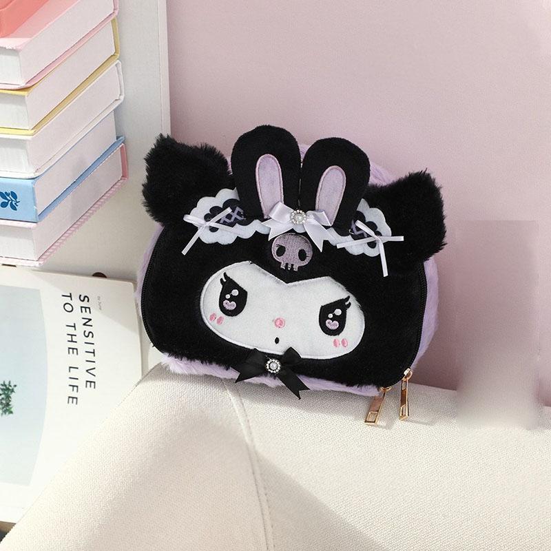 Милая Плюшевая Сумка Sanrio Куроми Синнаморолл Моя Мелоди Хелло Китти Косметичка Органайзер для Туалетных Принадлежностей Портативная Сумка для Путешествий