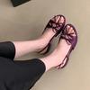 Модные босоножки с бантом на низком каблуке для женщин, летние, сексуальные, с открытым носком, с ремешком на пятке и пряжкой, дизайнерская обувь, элегантные банкетные туфли
