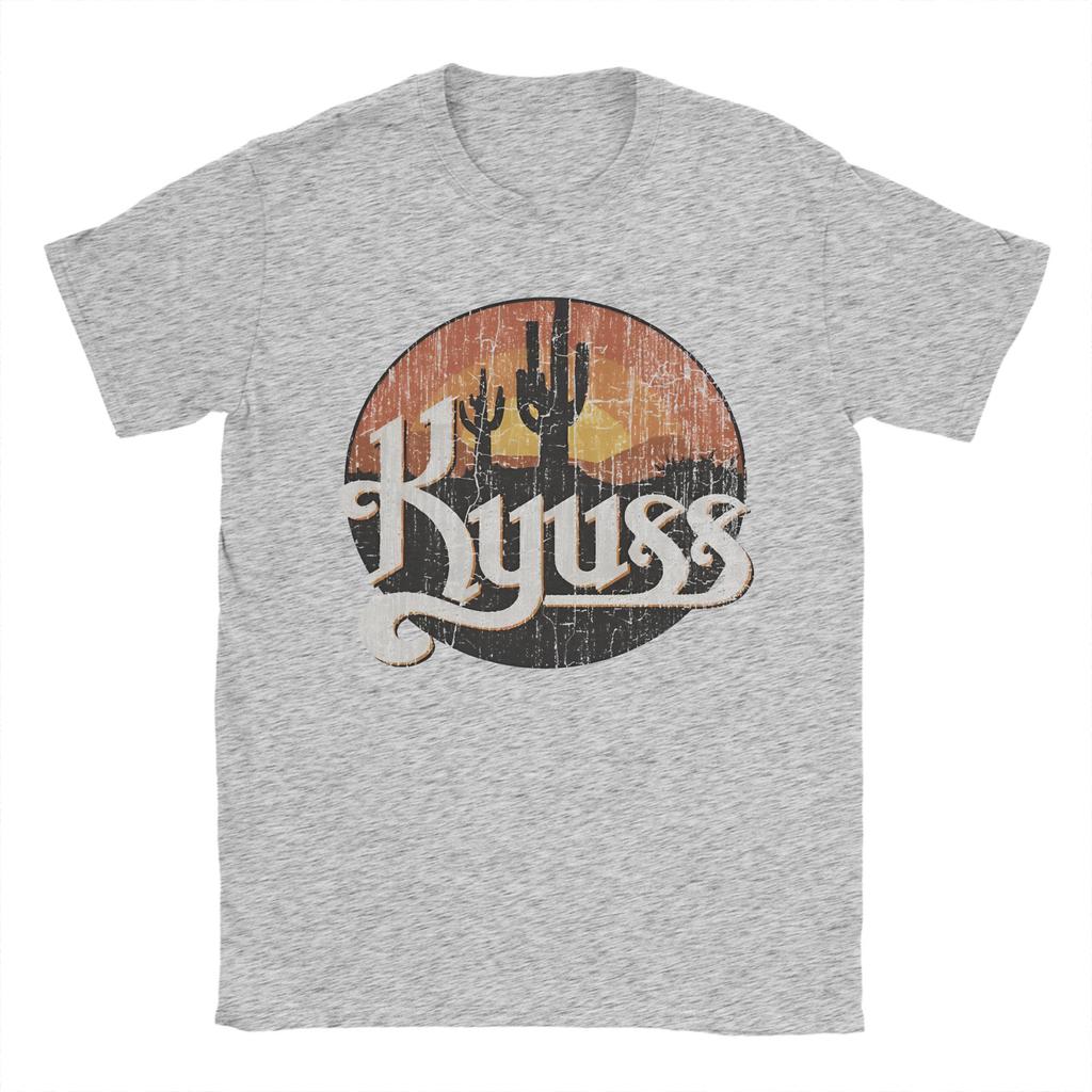 Men's T-Shirt Kyuss Sunset 1987 Queens Vintage Pure Cotton Tee Shirt Short Sleeve  T Shirts Round Collar Clothing 6XL