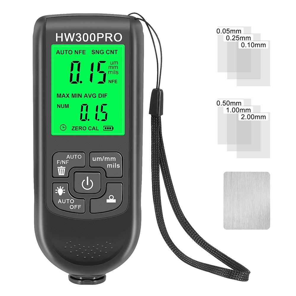 HW-300 Гальваническое покрытие Металла Толщиномер Fe и NFe датчик Толщиномер Покрытия Автомобильной Краски Измерительные Инструменты 0-2000мкм