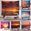 Sunset Evening Glow Scenery Wall Art Tapestry Beach Mountains Scenery Tapestry Dormitory Room Aesthetic Decor Bedroom Home Decor