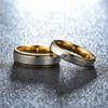 1pc Fashion New High-end Double Step Mirrored Intermediate Golden Stainless Steel Ring For Couples