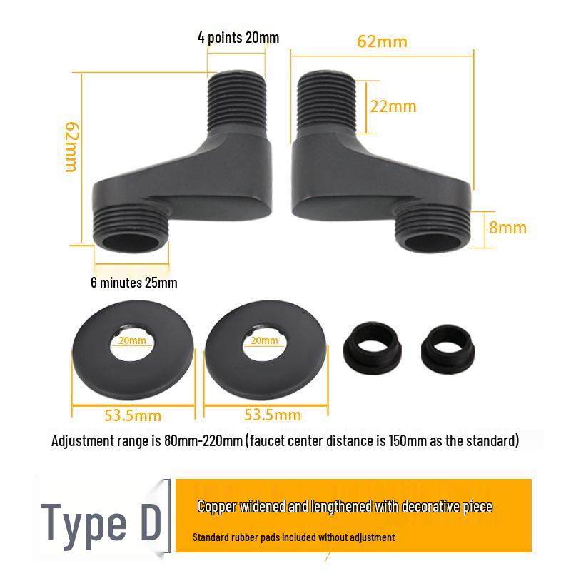 Black Shower Faucet Kit with Adjustable Shower Head and Curved Eccentric Converter