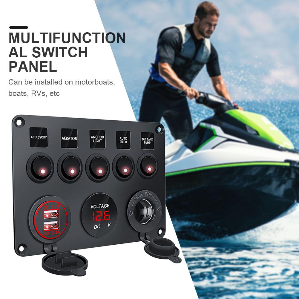5-клавишный 12 В светодиодный выключатель света панель управления вольтметр 2 USB зарядное устройство цепь управления светодиодом вкл. выкл. для автофургона грузовика лодки квадроцикла каравана