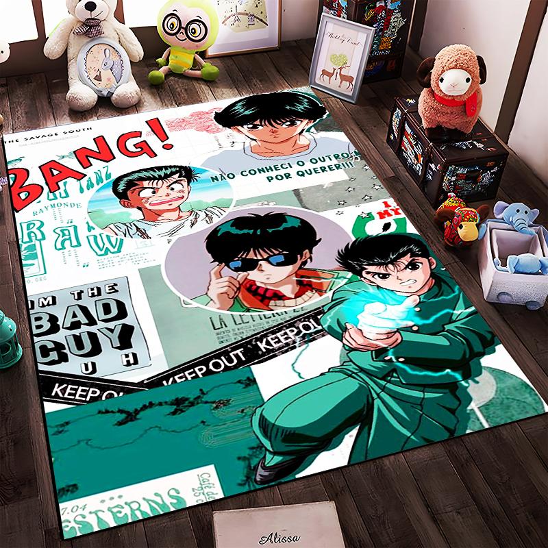"Anime Style Carpet with Manga Characters and Dynamic Design Print" Suitable for use as an anti-slip for living room bedroom sofas