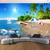 Обои Голубое Небо Пляж Остров Парусная Лодка Фреска Спальня Гостиная Пляжные Настенные Фрески Домашний Декор