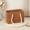 Pearl Handle Woven Flower Basket Versatile Storage Basket Fashion Flower Basket  Fruit Vegetable
