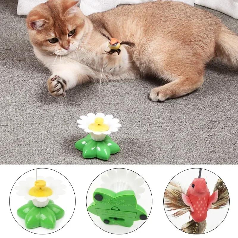 Автоматическая электрическая вращающаяся игрушка для кошек, красочная бабочка, птица, форма животного, пластиковая, забавная, интерактивная игрушка для домашних животных, собак, котят, игрушки для домашних животных