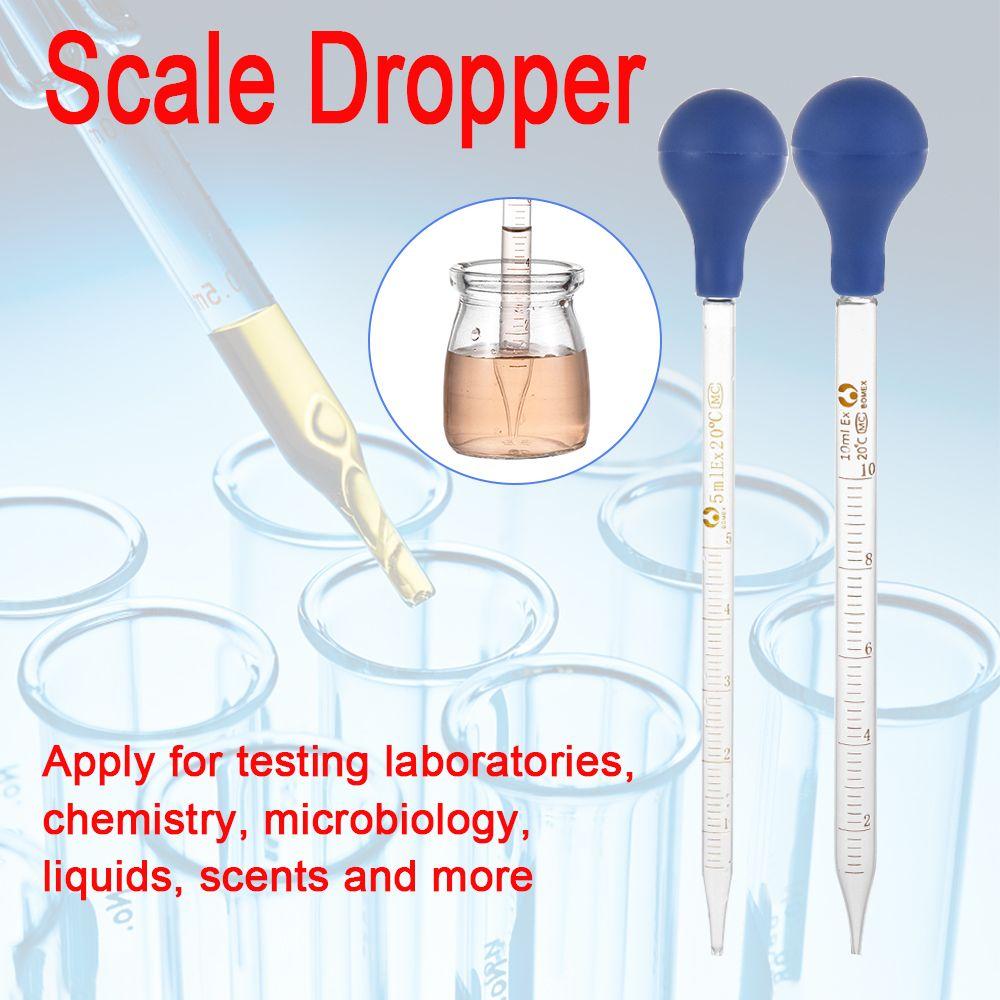 Useful Lab Supplies Transparent Graduated Pipettes Liquid Transfer Rubber Head Glass Dropper