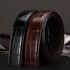 Men's Genuine Leather Crocodile Pattern Belt with Automatic Buckle - Business Style
