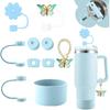 Cup Accessories for Stanley 30oz&40oz Tumbler including Flower Butterfly Straw Topper Cover, Spill Proof Stopper, Silicone Cup Boot, Butterfly Charms