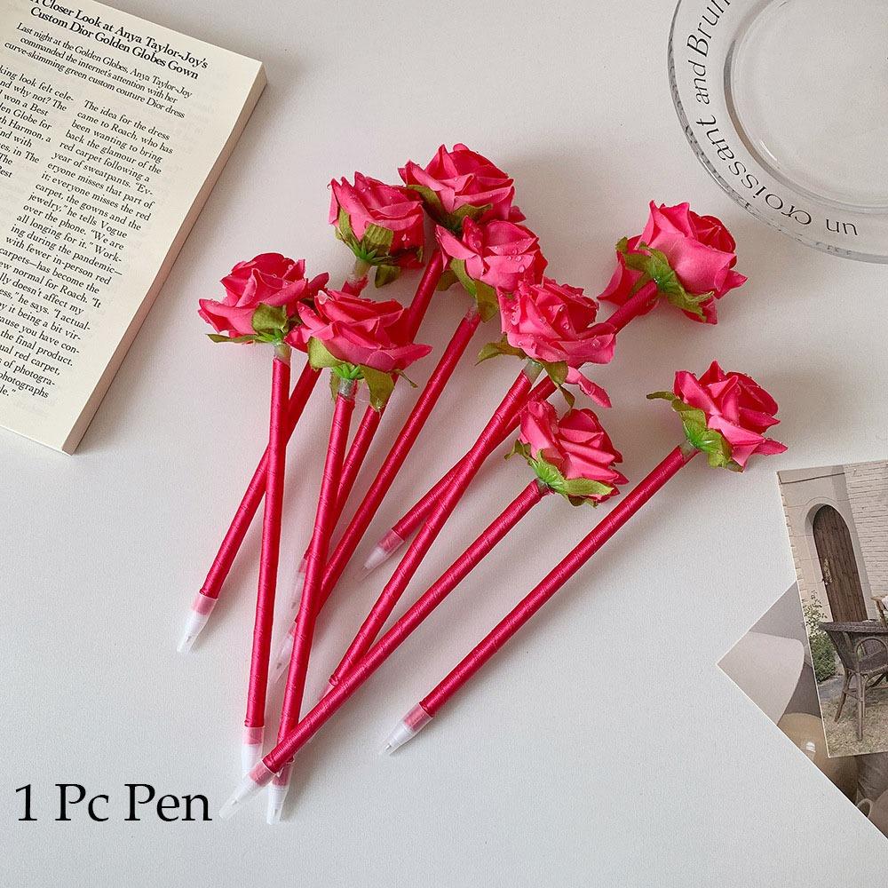 0,5 мм шариковая ручка с искусственным цветком, гелевая ручка с креативным дизайном и цветочным рисунком